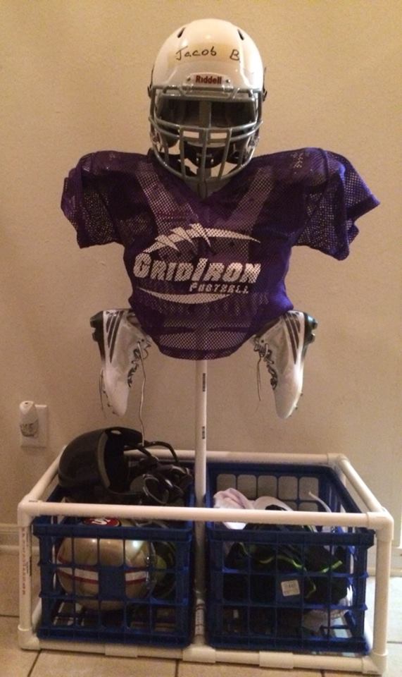 football jersey and pads holder for storage