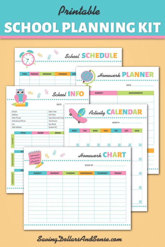 School Planning Kit for back to school organization