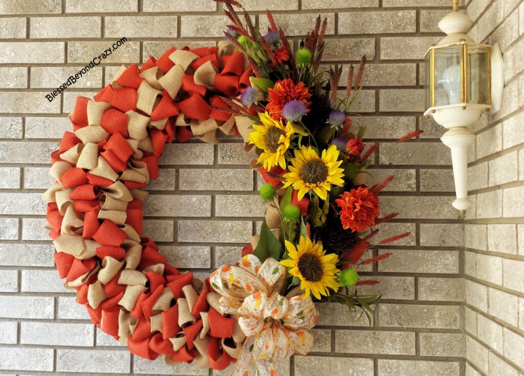 colored fall burlap wreath