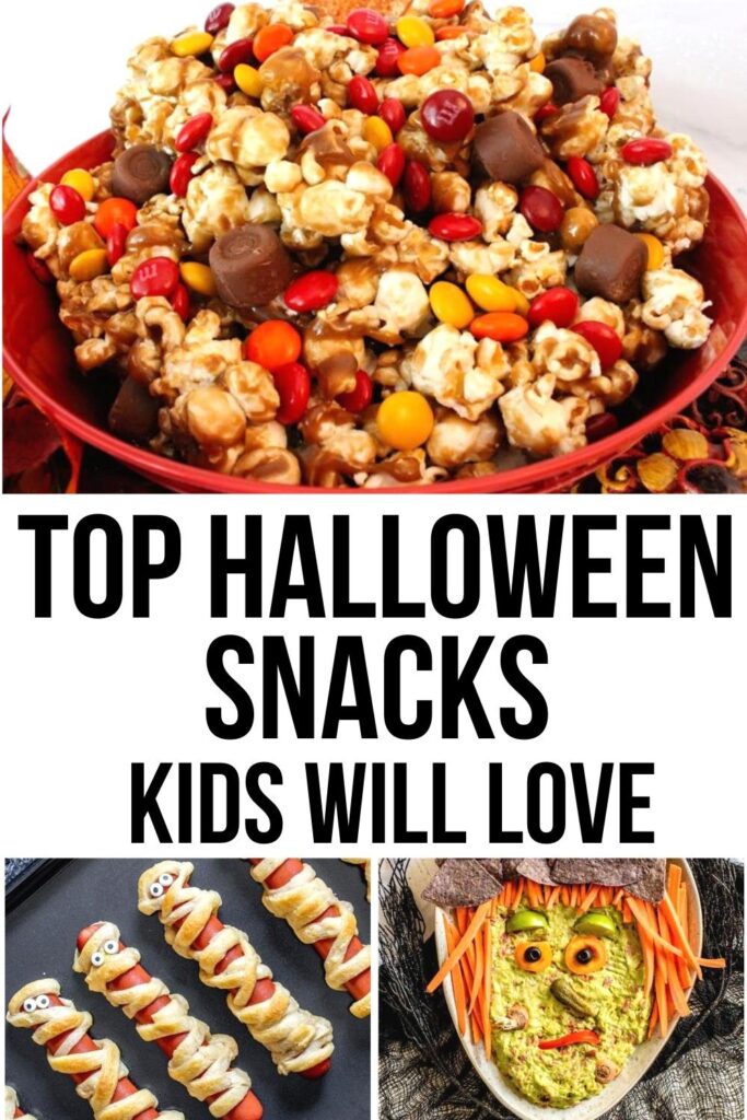 Halloween snacks for kids pin image