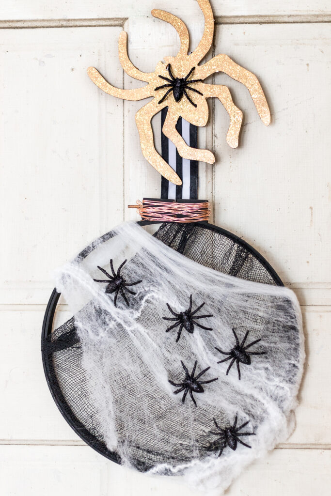 Black embroidery hoop DIY Halloween wreath