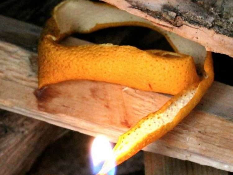 burning an orange peel
