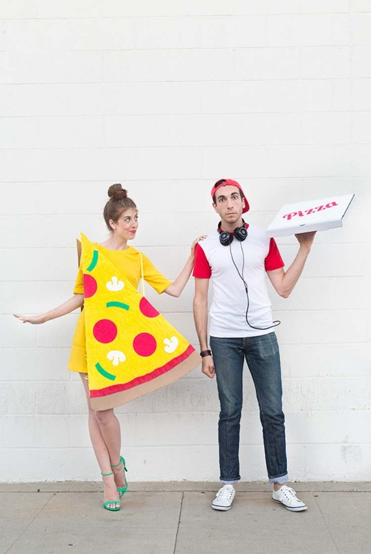 Easy couples costume - pizza girl and delivery boy