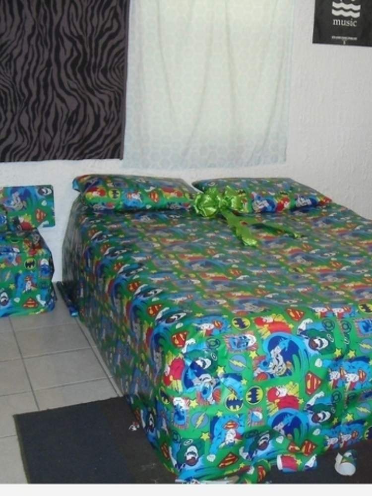 Fun Birthday Prank Ideas- Picture of furniture wrapped in wrapping paper