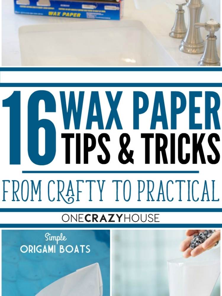 Collage of Wax paper tips and tricks, wax paper origami, wax paper funnel