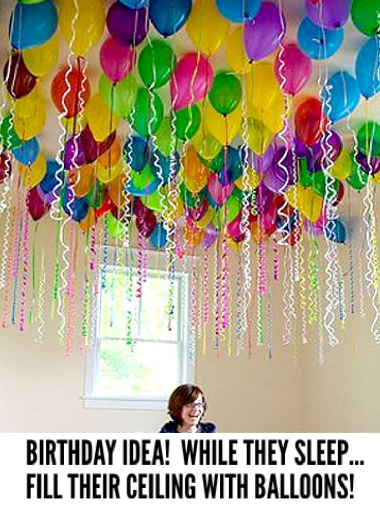 Fun Birthday Surprises- Picture of room filled with balloons for a birthday surprise