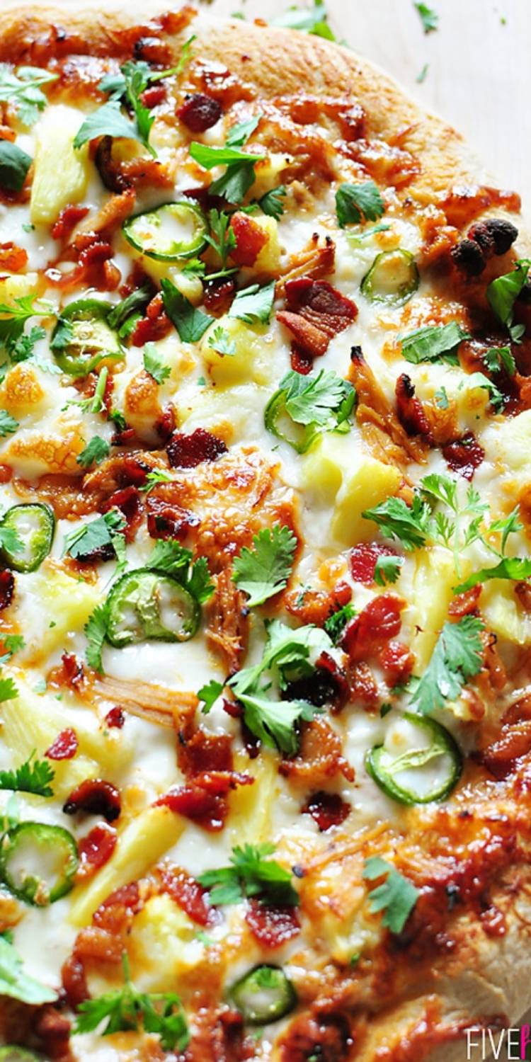 Yummy Pineapple & spicy Jalapeno Pizza Topping Ideas With cilantro vegetarian topping pizza