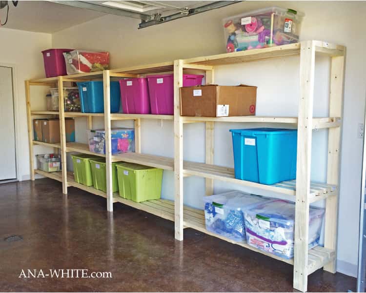 basement shelves and containers organization