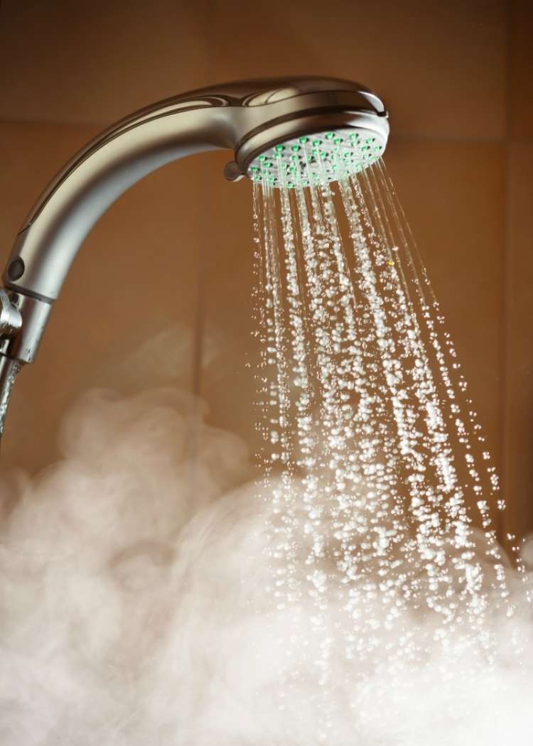 steaming hot shower room