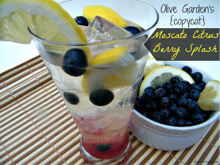 Moscato Citrus Berry Splash in a cup with flowing bluberries and lemon