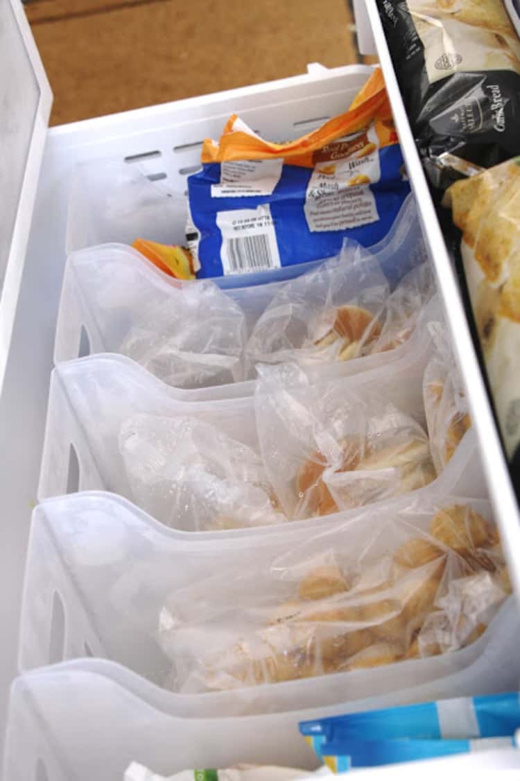 Use storage bins for freezer organization
