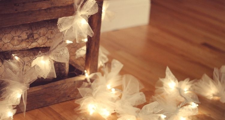 String lights with tulle