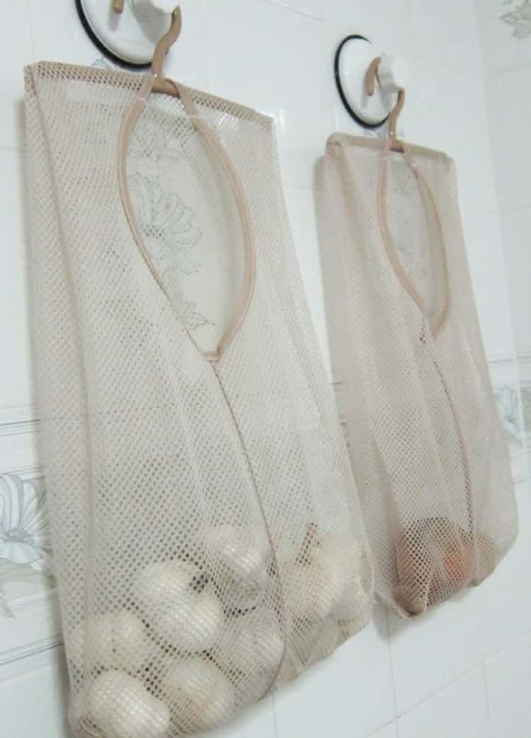 Hang your veggies in a mesh laundry bag