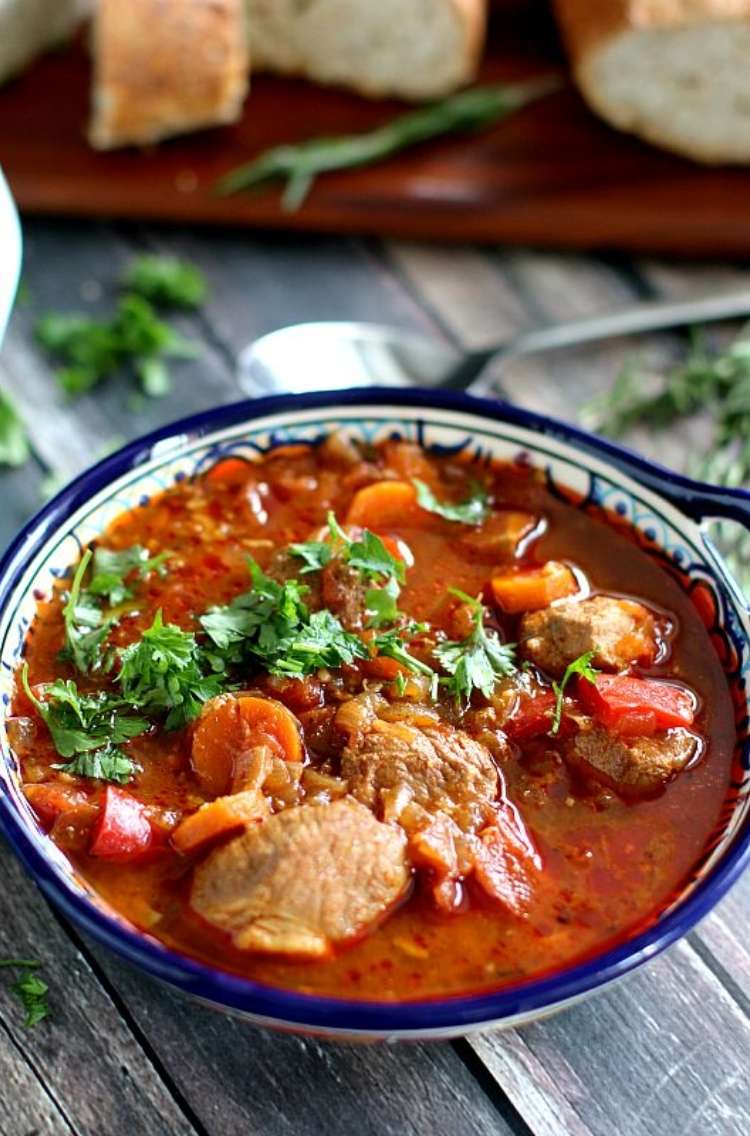 OneCrazyHouse Instant Pot Dinners bowl of slow cooked pork goulash