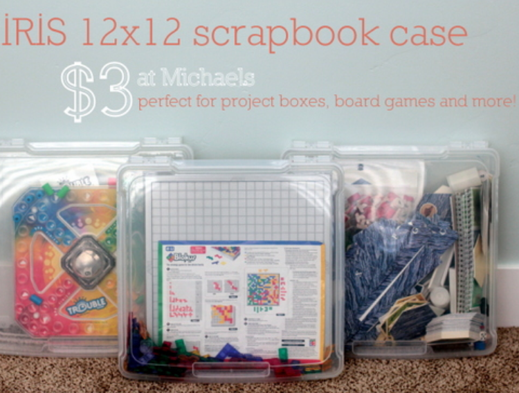 Scrapbook Case used to store board games. See through so easy to identify games