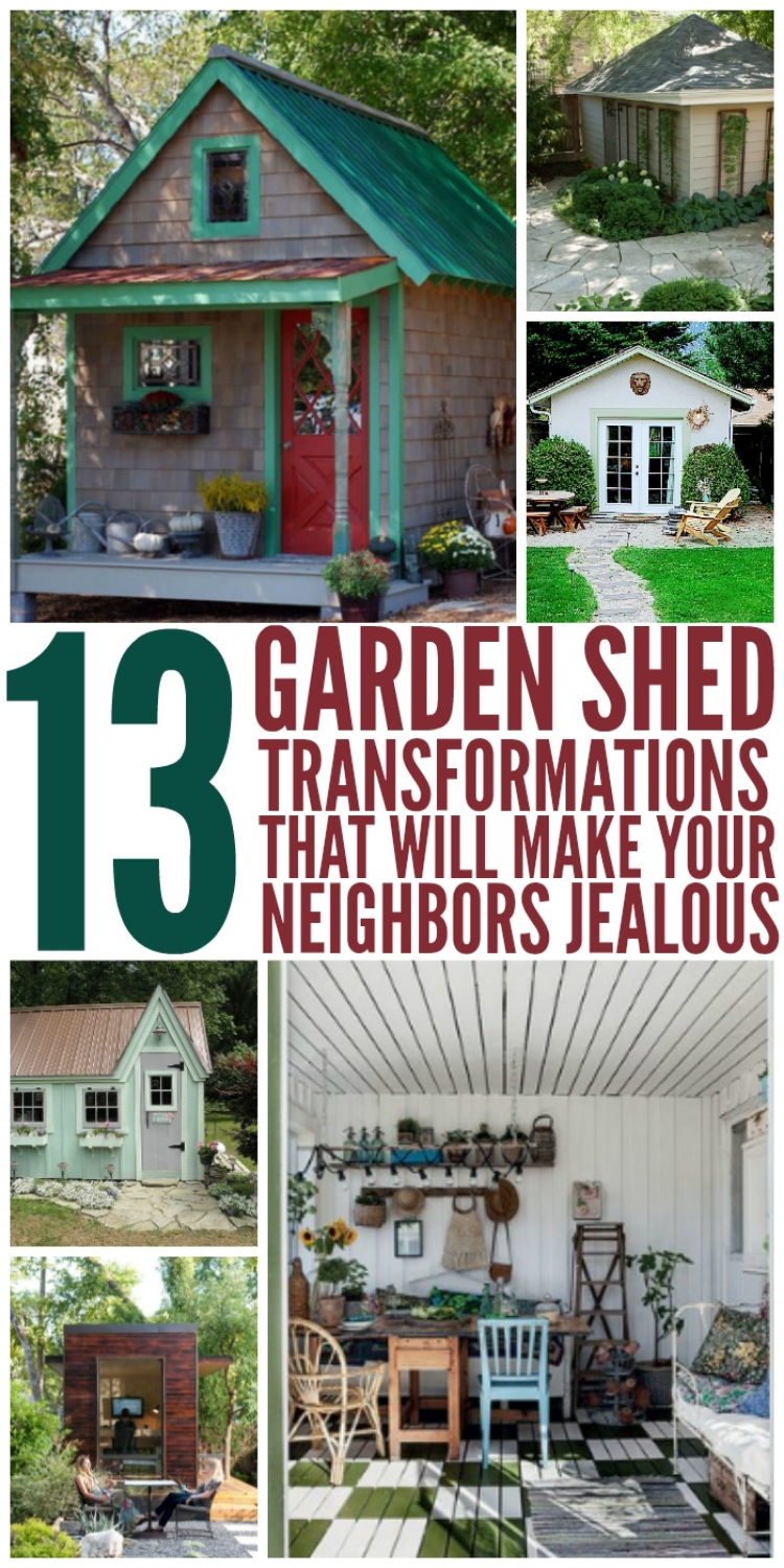 D.I.Y. Garden Shed transformation ideas collage 