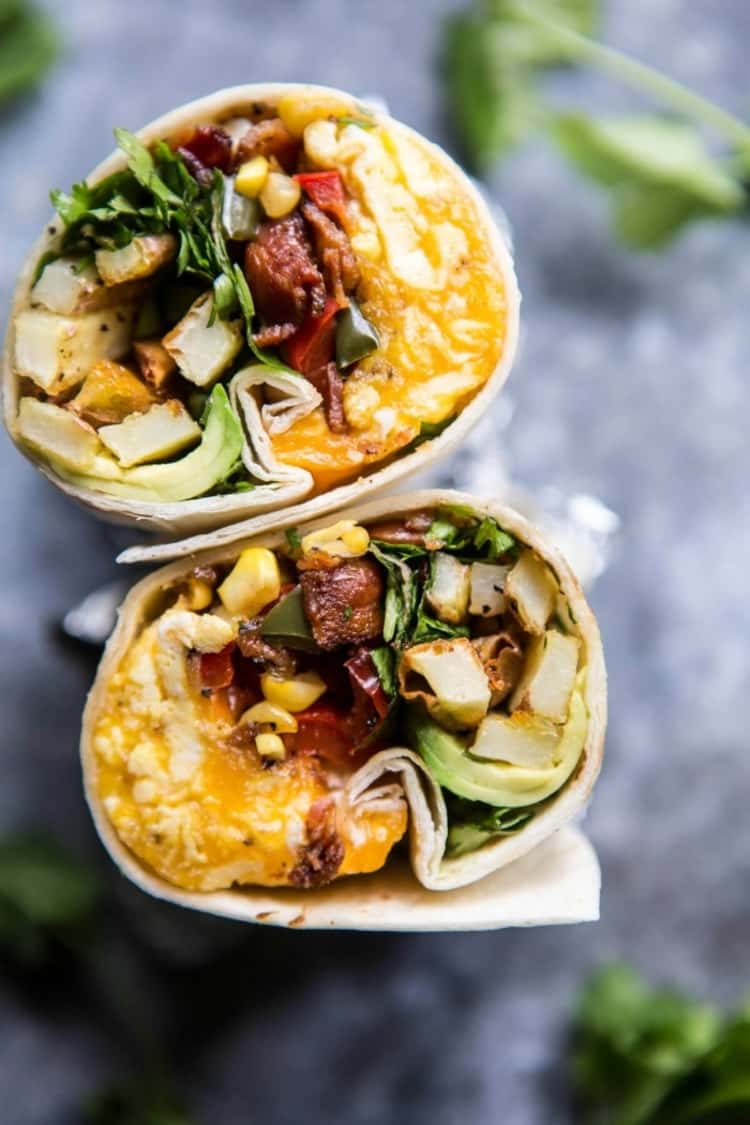 Avocado-veggie burrito