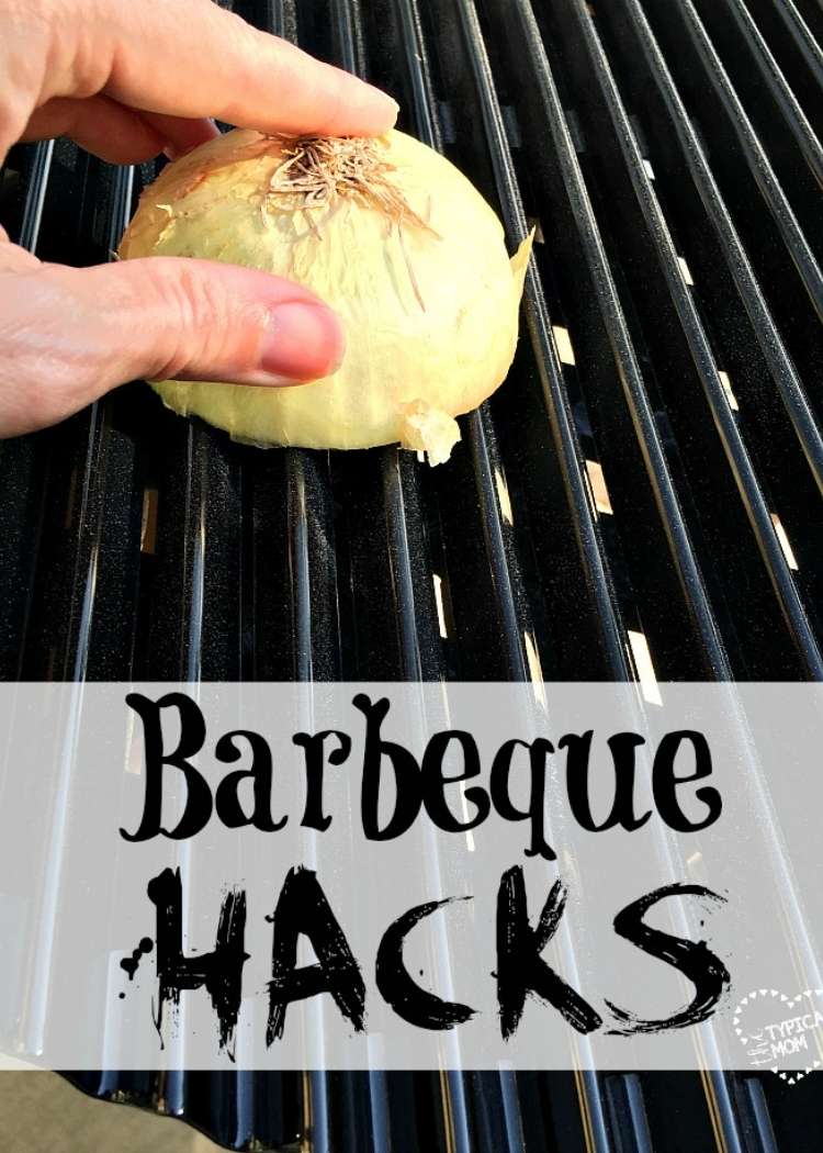 Grilling hacks- hand rubbing half an onion across the grate of a grill to make non-stick