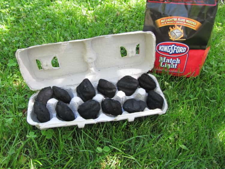 Carry the few coals you need for a road trip in an eggtray