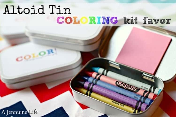 empty altoid tin used to hold crayons and be turned into a coloring kit