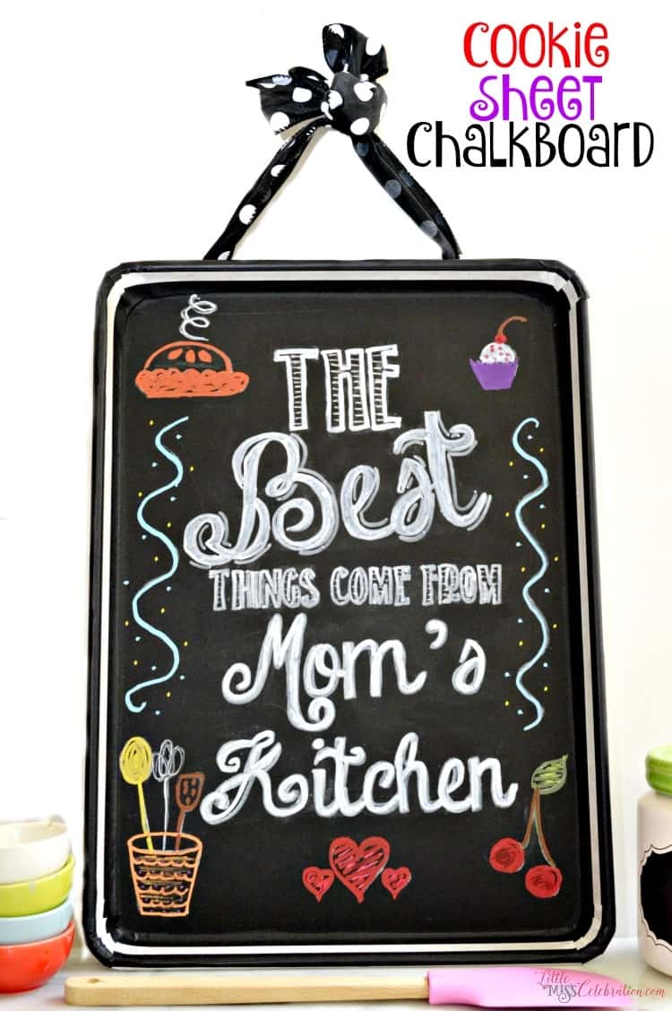 A cookie sheet chalkboard used to write lovely messages 