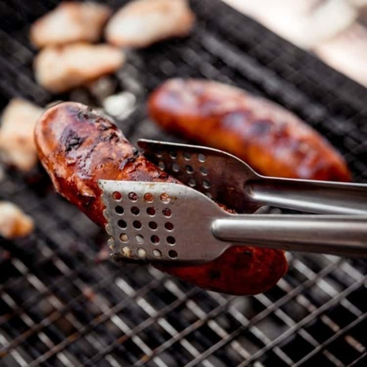 Poach your sausages before grilling