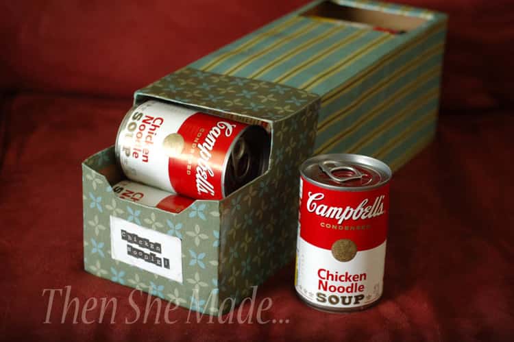Soda can box can be reused for soup and bean cans