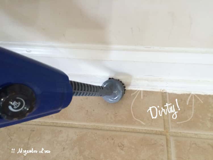 Soft brush on steam cleaner will get the baseboards clean