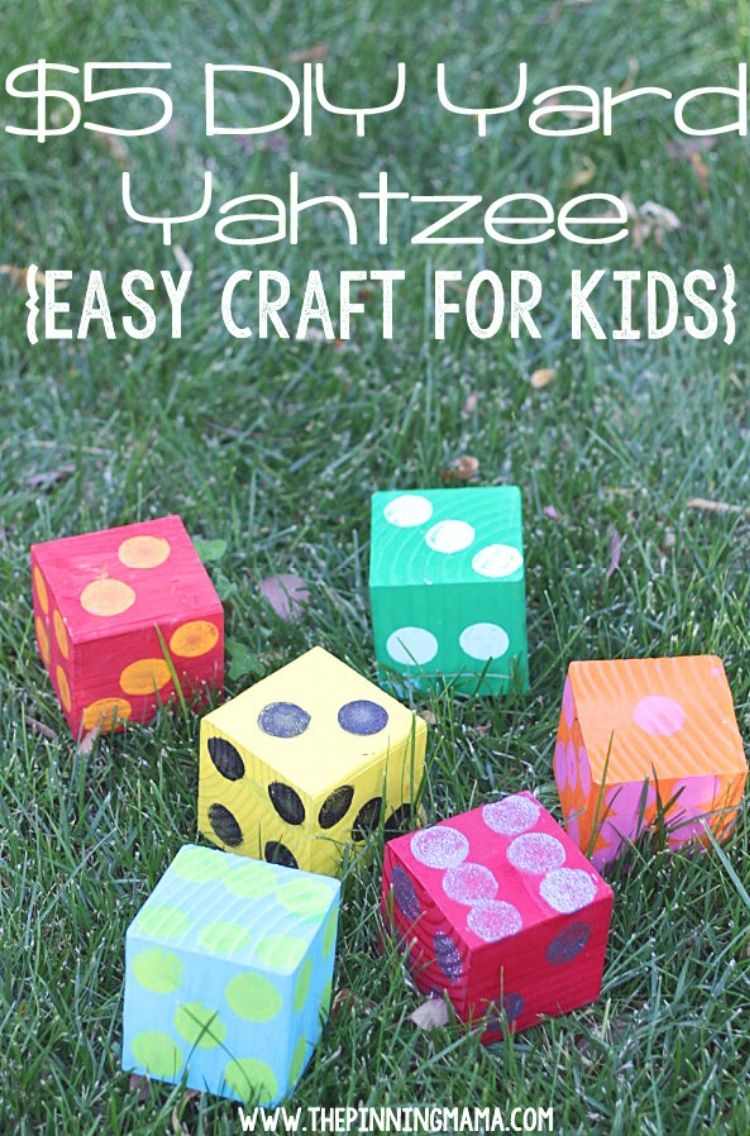 $5 diy yard yahtzee easy craft for kids - multicolored dice