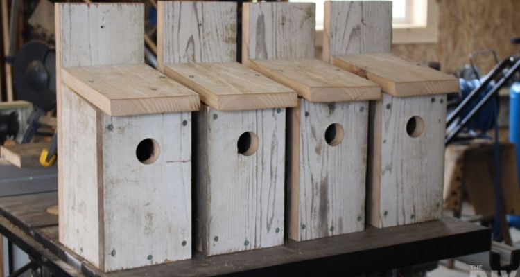 rustic wooden bluebird birdhouses