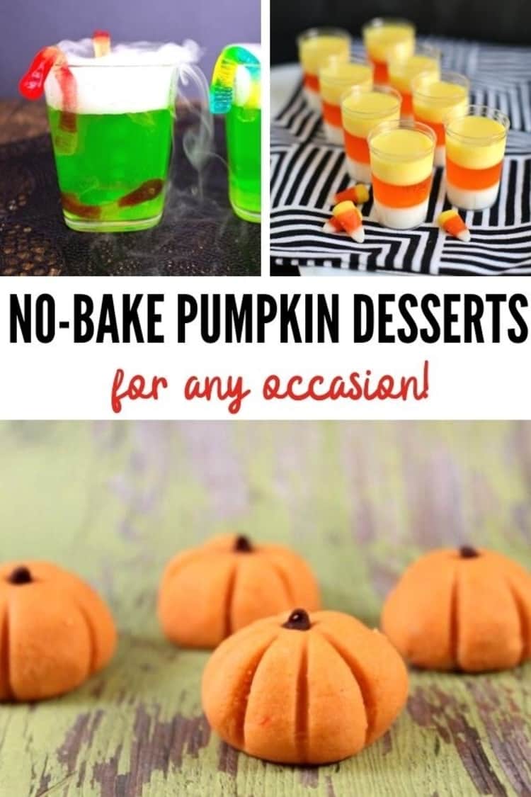 Collage photo featuring pumpkin dessert recipes for any occasion.