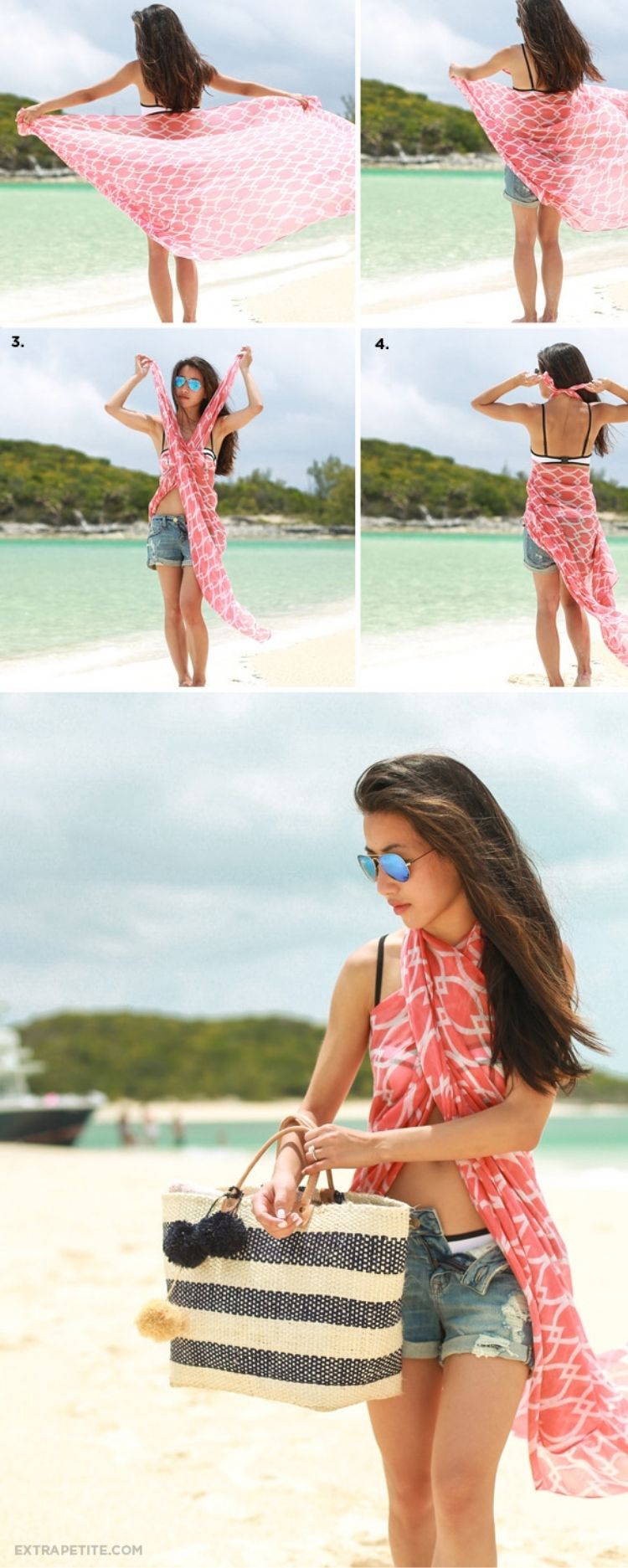 tutorial for wearing a Scarf as a Beach Cover Up