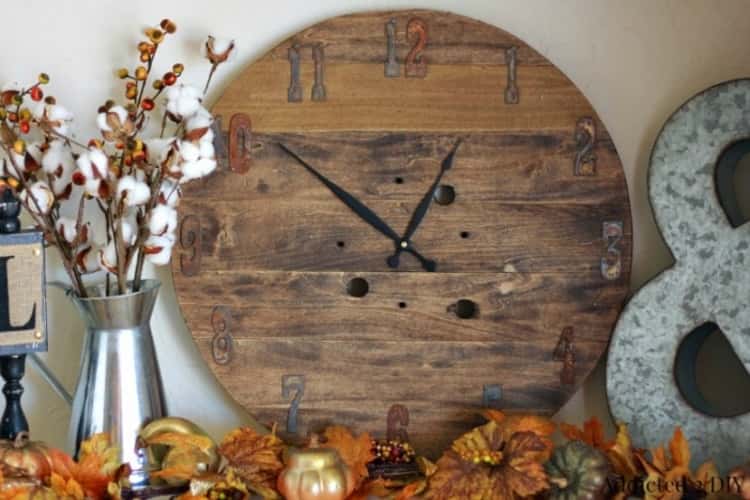 wooden spool rustic clock