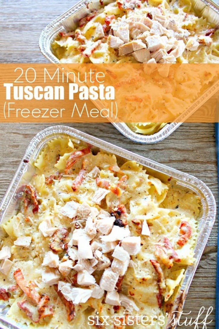 Freezer Meals Tuscan Pasta