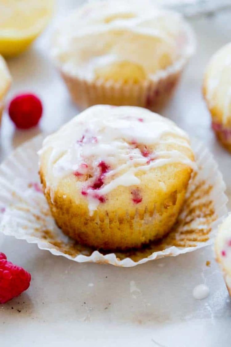 Raspberry Muffin with glaze on top freezer friendly recipe