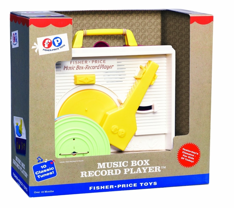 Vintage inspired record player toy gift idea for the music lover.