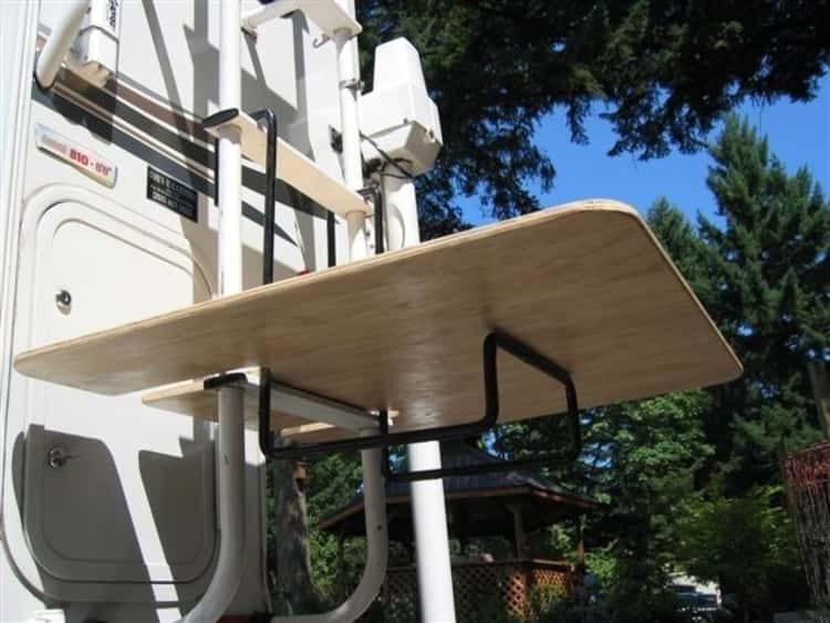 DIY Ladder-mounted RV table